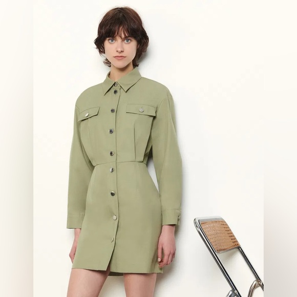 ▪️NWT Sandro Short Cotton Safari-style Dress - Picture 1 of 8